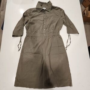 Converse Collared Dress Army Green Women's Medium M Tie Sleeves Pockets Cute EUC